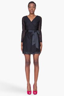 Diane Von Furstenberg Black Paisley Lace Derbette Dress for women