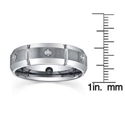 Tungsten Mens 1/6ct TDW Diamond Dual finished Band (7 mm)