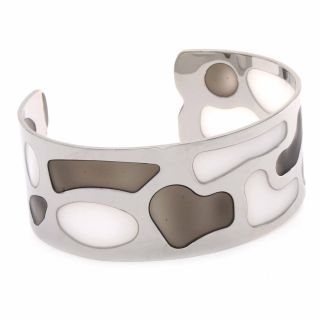 NEXTE Jewelry Silvertone and Gray Mosaic Designed Cuff Bracelet