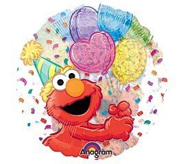 See through Party Elmo Confetti 18 Balloon Mylar Health