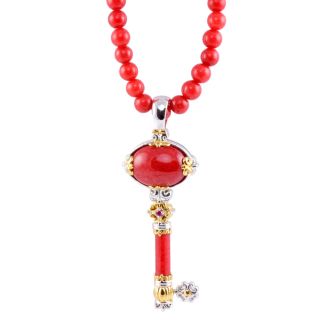 Michael Valitutti Two tone Red Jade Key Necklace Today $89.99
