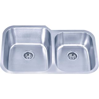 Undermount Offset Stainless Steel Double Bowl Sink
