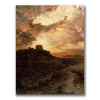 Thomas Moran Sunset Pueblo del Walpe, Arizona Canvas Art