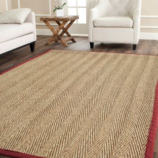 Hand woven Sisal Natural/ Red Seagrass Rug (8 x 10)