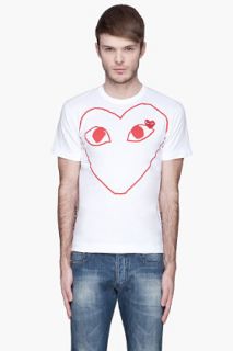 Comme Des Garçons Play  White Red Logo T shirt for men