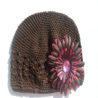 Bow Clippeez 2 Envy Brown and Hot Pink Flower Clip and Brown Hat