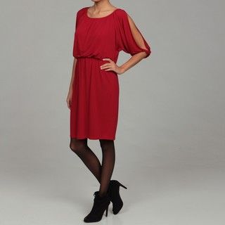 London Times Womens Red Matte Jersey Dress