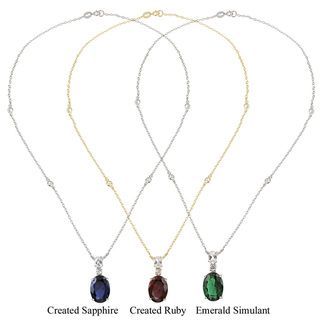 Glitzy Rocks Sterling Silver Lab created Gemstone Necklace
