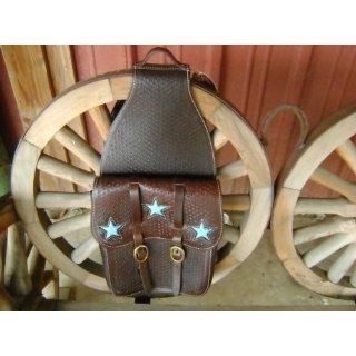 Heavy Duty Turquoise Star Leather Western Horse Saddle Bag
