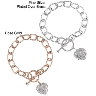 Silvertone/ Goldtone 1/4ct TDW Diamond Heart Toggle Bracelet Today $