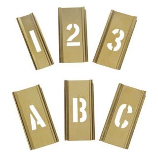 Approved Vendor 3W647 Interlocking Stencil, Numb & Letters, Brass