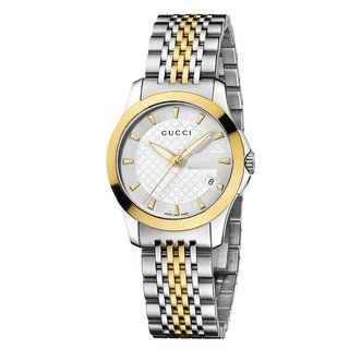 Gucci Womens Timeless Silver Dial Two Tone Bracelet Quartz Watch