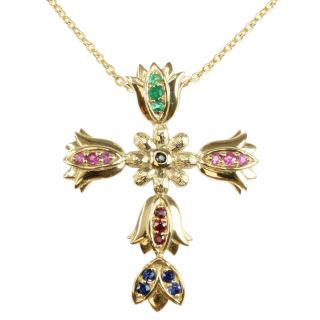 Dallas Prince Gold over Silver Multi gemstone Cross Necklace Today