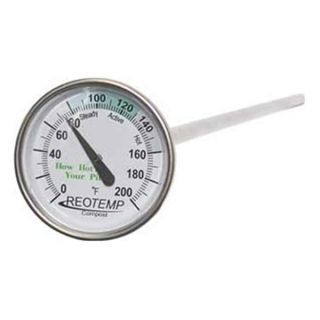 Reotemp FG20P Bimetal Thermom, 2 In Dial, 0 to 200F