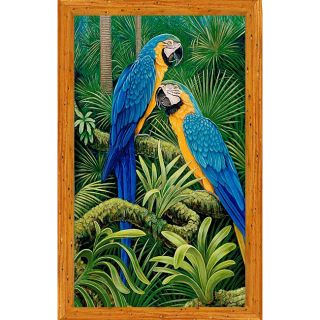 Ed Usher Blue & Gold Macaws Framed Canvas Art