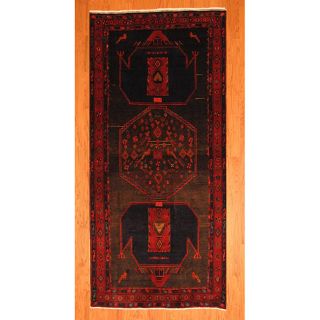 Persian Hand knotted Charcoal/ Red Hamadan Wool Rug (45 x 98) Was $