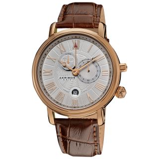 Akribos XXIV Mens Leather Strap Swiss Collection Multifunction Watch