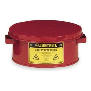 Justrite 10375 Bench Can, 1 Gal., Galvanized Steel, Red