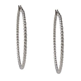 La Preciosa Stainless Steel 2mm Twisted Hoop Earrings