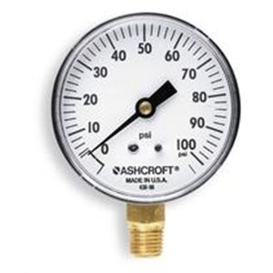 Ashcroft 25W 1005PH 02L 100 Pressure Gauge, 2 1/2 In, 100 Psi