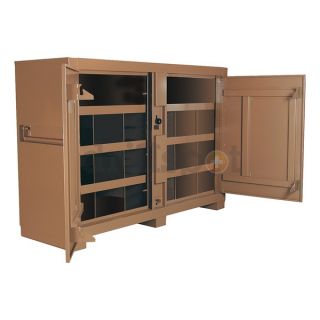 Knaack 129 Jobsite Bin Cabinet, 2 Door, 72x24x51, Tan