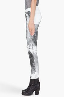 Helmut Lang White Grain Print Jeans for women