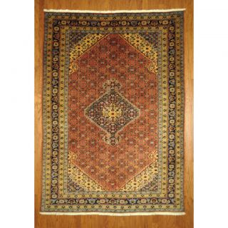 Persian Hand knotted Moud Salmon/ Blue Wool Rug (67 x 92