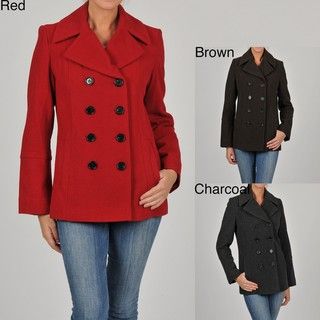 Womens Double breasted Wool blend Peacoat
