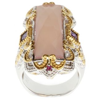 Michael Valitutti Two tone Rose de France, Amethyst and Sapphire Ring