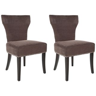 Matty Brown Polyester Nailhead Dining Chair (Set of 2)