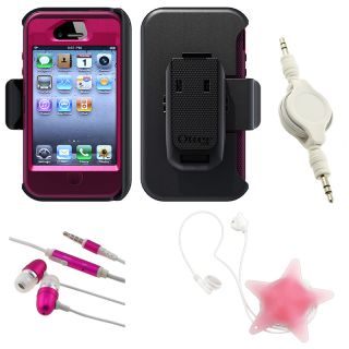 BasAcc Pink Otterbox Case/ Headset/ Wrap/ Cable for Apple iPhone 4S
