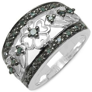 Malaika Sterling Silver 1/3ct TDW Blue Diamond Filigree Flower Ring