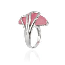 Glitzy Rocks Sterling Silver Oval Pink Jade Ring