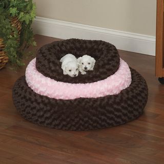 Slumber Pet Chocolate Brown or Pink Swirl Plush Donut Bed