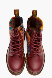 Dr. Martens Burgundy Printed Wool Pendleton Edition Boots for men