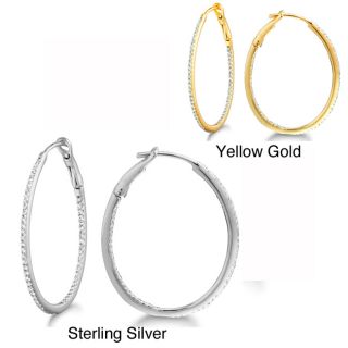 Silver 1/4ct TDW Diamond Pave Hoop Earrings Today $179.99