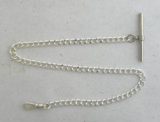 145 3 New Silver Plated Pocket Watch Chain w/ T Bar and Watch Swivel