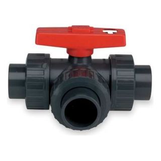 GF Piping Systems 161343103 Ball Valve, 3 Way, 3/4 In NPT, PVC, L Port