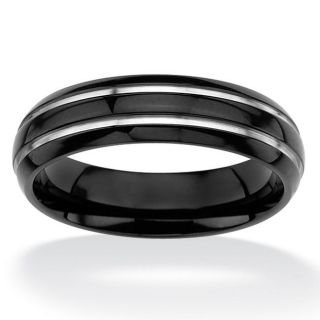 Neno Buscotti Hematite and Stainless Steel Mens Ring
