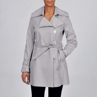 Via Spiga Womens Asymmetrical Belted Trench Coat