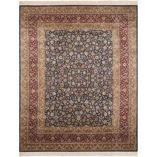 Asian Hand knotted Royal Kerman Blue and Red Wool Rug (6 x 9