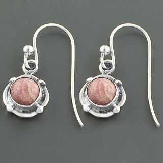 Sterling Silver Rhodochrosite Dangle Earrings (India)