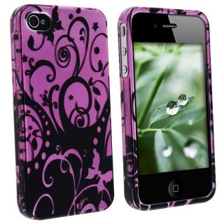 LUXMO Purple/ Black Swirl Snap on Case for Apple iPhone 4/ 4S