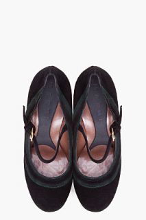 Marni Black & Olive Suede Mary Jane Pumps for women