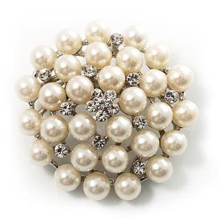 Snow White Glass Pearl Corsage Brooch Jewelry