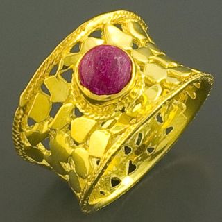 14K Gold over Silver Ruby Reptile Ring (India)