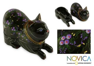 Lacquered Blue eyed Kitty Cat Wood Box (Thailand) Today $20.99 4.0