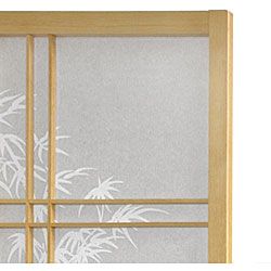 Wood and Rice Paper Bamboo Tree 4 Panel Shoji Screen (China