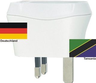 Design Reisestecker Adapter Tansania auf Deutschland, Schukostecker