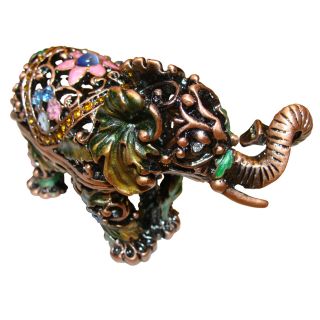 Objet dart Fulande Flowered Elephant Trinket Box